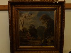 Oil on panel. Possibly Norwich School. Cottage wit