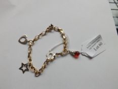 14 ct gold charm bracelet with 5 charms, 9.2 grams