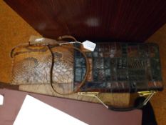 2 crocodile skin hand bags