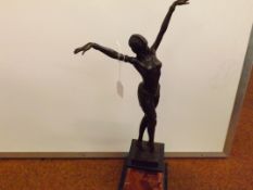 Bronze art deco figurine on a marble base 55 cm hi