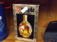 Bottle of Dimple Scotch whiskey, full