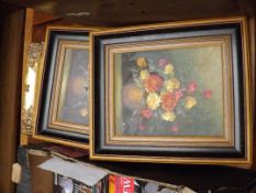 Two oil paintings and a print