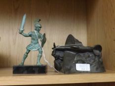Model of a plane and a soldier