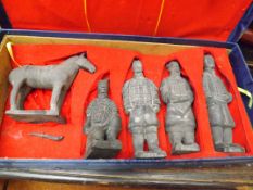 Box of Chinese terracotta army figures