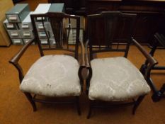 Pair of Victorian inlaid arm chairs