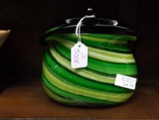 Glass vase in the form of a handbag