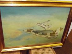 Oil on board, Fighter Aircraft, signed H Walker