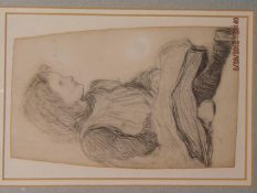 A charming late Victorian pencil sketch of a seate