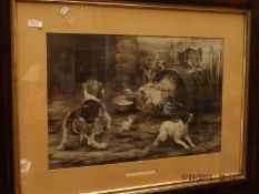 An old print catching a tartar