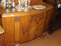 Medium oak sideboard on gadrooned supports