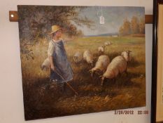 Oil on canvas country scene
