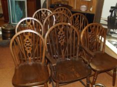 Early 20th century 6 chairs and 2 carvers in oak