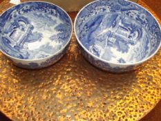 Two Copeland blue and white bowls.