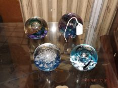 4 paperweights all signed and dated selkirk glass