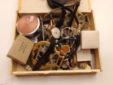 Large unsorted box of watches, jewellery and other