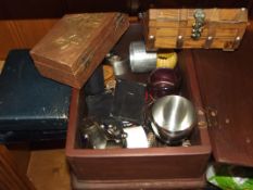 Wooden box of mixed collectable to include 2 boxed