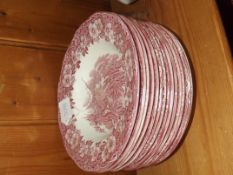 14 pink and white Wedgewood bowls