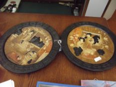 Two Bretby Chinese style chargers