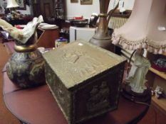 Brass box and copper ewer