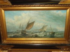 Guilt framed oil on canvas, signed J.W Carmichael