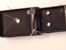 Platinum plated cubic ziconia necklace and earring