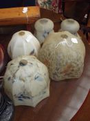 5 1930's glass lamp shades