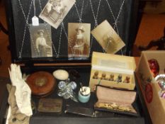 Wooden box with Victorian postcards and others