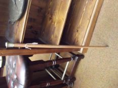 Gilt metal mounted swagger stick with malacca shaf