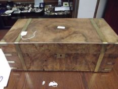 Victorian brass bound walnut box