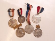 Six Coronation medals, George V, Victoria, George