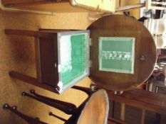Early 20th century oak sewing table, hinged lid an
