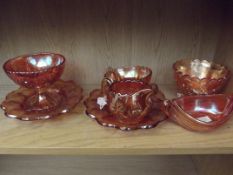 Collection of carnival glass, to include a navette