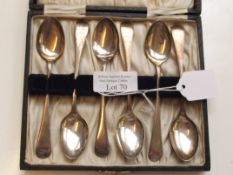 Cased set of six silver teaspoons, Birmingham hall
