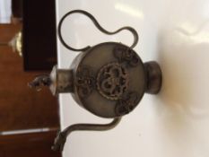 Chinese white metal mounted teapot, mouse finial t