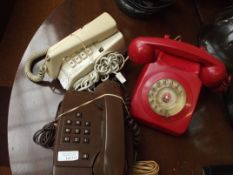 Three vintage telephones