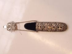 Late Victorian white metal spectacle case, pierced