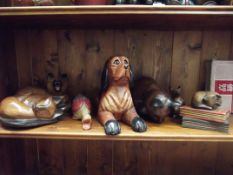 Seven treen child's bedroom figures