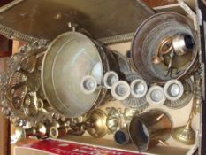 Assorted brassware to include candlesticks, a mini