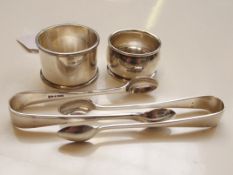 Two silver napkin rings together with two plated s