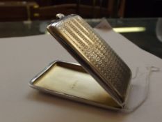 Art deco silver card case, engine turned with vaca