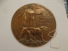 Great War bronze death plaque, awarded to Jesse Be