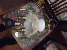 Brass two branch hanging lamp