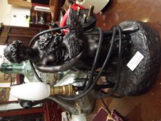 Bronzed resin table lamp