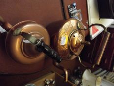 Victorian copper engraved kettle together with a l