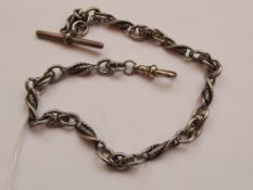 Silver Albert chain with T-bar and dog clip