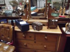 Pine dressing table, two short drawers over two lo