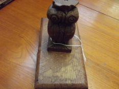 Treen ink blotter in the form of an owl