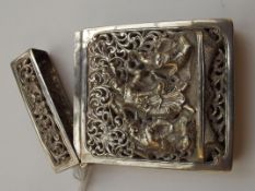 Indian / Burmese silver calling card case, decorat