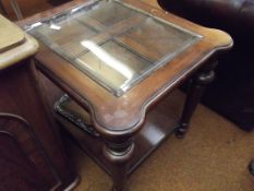 Mahogany side table with glass top