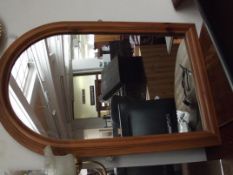 Pine framed arched mirror